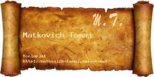 Matkovich Tomaj névjegykártya